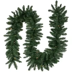 Northlight Pre-Lit Buffalo Fir Artificial Christmas Garland - 9' x 12" - Warm White LED Lights Green