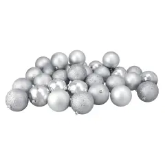 Northlight Shatterproof 4 Finish Christmas Ball Ornaments 3.25" (80mm) - Silver - 32ct