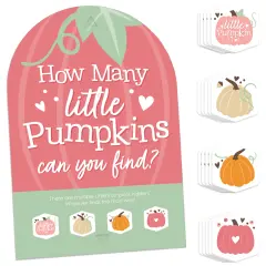 Big Dot of Happiness Girl Little Pumpkin - Fall Birthday Party or Baby Shower Scavenger Hunt - 1 Stand and 48 Game Pieces - Hide and Find Game