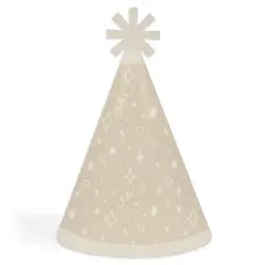 Big Dot of Happiness Tan Confetti Stars - Cone Happy Birthday Party Hats for Kids and Adults - Set of 8 (Standard Size)
