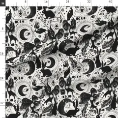 Various Fabrics by the Yard or Fat Quarter Occult Black And White Fantasy Magic Eye Witch Bee Clock Spiritual Wicked Magicians Phantasmagoria Custom Printed Fabric by Spoonflower