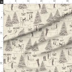 Various Fabrics by the Yard or Fat Quarter Toile Retro Dog Funny Earth Tones Neutral Custom Printed Fabric by Spoonflower