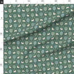 Various Fabrics by the Yard or Fat Quarter Green Forest Trees Fantasy Princess Woods Renaissance Unicorns Magical Tapestry Fairytale Mythic Small Scale Custom Printed Fabric by Spoonflower