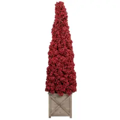 Allstate Artificial Berry Cone Potted Christmas Topiary - 50" - Red