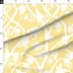 Various Fabrics by the Yard or Fat Quarter Chinoiserie Butter Yellow Cream Floral Flower Silhouette Timeless Grandmillenial Custom Printed Fabric by Spoonflower