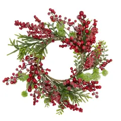 Northlight Frosted Berry and Pine Artificial Christmas Wreath - 16" - Unlit Green