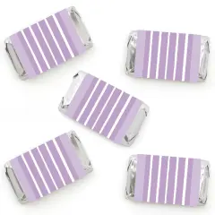 Big Dot of Happiness Purple Stripes - Mini Candy Bar Wrapper Stickers - Simple Party Small Favors - 40 Count