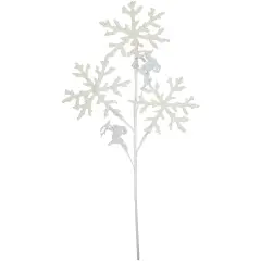 Northlight 28.5" Glittered White Snowflake and Reindeer Christmas Spray