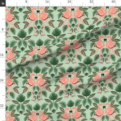 Various Fabrics by the Yard or Fat Quarter Flamingo Palm Leaves Green Pink Tropics Island Custom Printed Fabric by Spoonflower