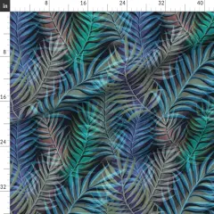 Various Fabrics by the Yard or Fat Quarter Jewel Tone Palm Tropical Foliage Rainforest Summer Purple Blue Green Large Scale Custom Printed Fabric by Spoonflower