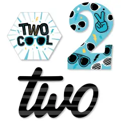 Big Dot of Happiness Two Cool - Boy - DIY Shaped Blue 2nd Birthday Party Cut-Outs - 24 Count