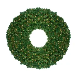 Northlight Pre-Lit Olympia Pine Artificial Commercial Christmas Wreath - Warm White LED Lights - 4' Green