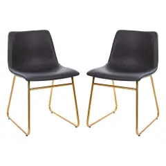 Merrick Lane Carrollton 18 inch Faux Leather Bucket Seat Dining Chairs, Set of 2 GrayLeatherSoft/Gold