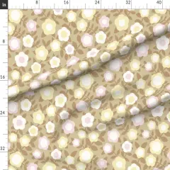 Various Fabrics by the Yard or Fat Quarter Scandi Flowers Pink Yellow Beige Retro Floral Large Scale Custom Printed Fabric by Spoonflower