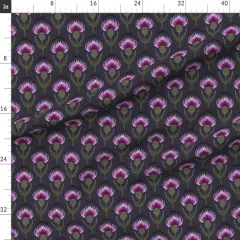 Various Fabrics by the Yard or Fat Quarter Art Nouveau Medium Scale Botanicals Thistle Dark Blue Purple Custom Printed Fabric by Spoonflower