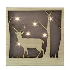 Northlight LED Lighted Deer with Stars Wooden Christmas Box - 9.75" Brown