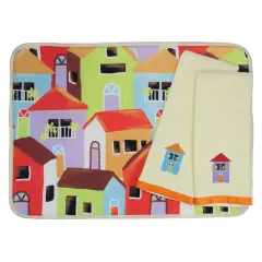 Avon 24" Orange and Brown Polyester Bath Mat with Matching Hand Towels