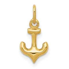 14K Yellow Gold 3D Anchor Charm Sailing Ship Pendant