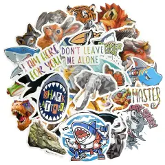Wrapables Waterproof Vinyl Stickers for Water Bottles, Laptop, Phones, Skateboards, Decals for Teens, 100pcs Majestic Creatures