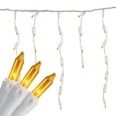 Northlight Mini Incandescent Icicle Christmas Lights - Opaque Gold - 3.5' White Wire - 100ct