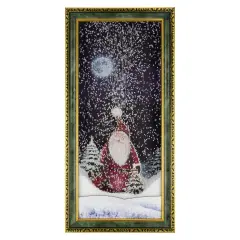 Northlight LED Lighted Musical Snowing Santa Wall Plaque - 31" Green