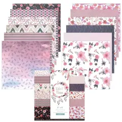 Wrapables 6x6 Decorative Single-Sided Scrapbook Paper for Arts & Crafts Projects, Scrapbooking, Card-Making Purple Floral