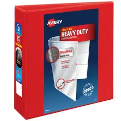 Avery Heavy-Duty View 3 Ring Binder, 3" One Touch EZD Rings, 3.5" Spine, 1 Red Binder (79325)