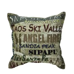 Simply Home 17" Green and Red Square Sipapu Ski Resort Throw Pillow