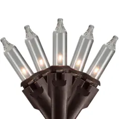 Brite Star Commercial Length Mini Christmas Light Set - Clear - 149.5' Brown Wire - 300ct