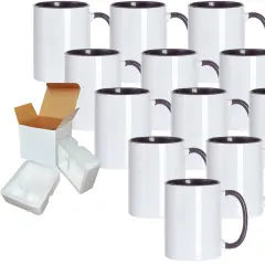 Purple Sublimation Mugs - 12 Pack (11oz) | Purple Interior And Handle | Individually Packaged | Foam Support Boxes