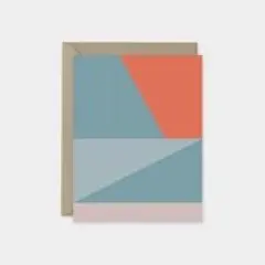 Blue & Coral Color Block Card, Modern