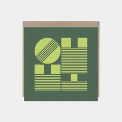 Oh Hi! Modern Geo Typography Card, Green
