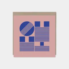 Oh Hi! Modern Geo Typography Card, Pink