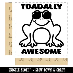 Toadally Totally Awesome Frog with Sunglasses Self-Inking Rubber Stamp Ink Stamper Red