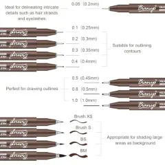 12 Assorted Sizes Drawing Pens with Bonus Pouch Bag, Water-Resistant Archival and Pigment Ink Art Pens, Precision Drawing and Sketching Kit