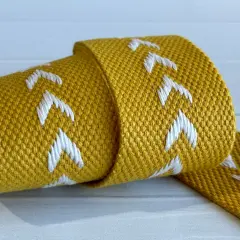 Mustard with White Arrow 1.5&rdquo; Cotton Webbing