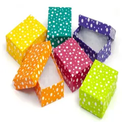 Multi Color Polka Dot Jewelry Gift Packaging Cotton Filled Box 3" x 2" (Package of 100)