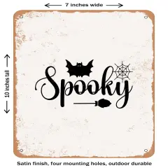 DECORATIVE METAL SIGN - Spooky - 2- Vintage Rusty Look