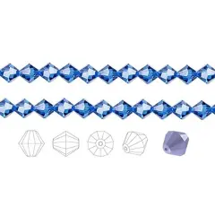 Preciosa Czech Crystal Beads Sapphire Faceted Bicone 6mm Package of 144