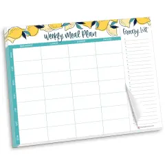 bloom daily planners Planning Pad, 8.5" x 11", Horizontal Meal Planning Pad with Magnets, Lemons
