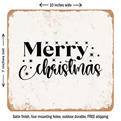 DECORATIVE METAL SIGN - Merry Christmas - 2 - Vintage Rusty Look