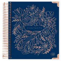 bloom daily planners Contact Book, 6" x 8.25", Navy Embroidery