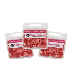 Buttons Galore Sprinkletz Embellishments for Crafts, Tiny Polymer Clay Shapes & Unique Designs - Roses are Red- 3 Pack