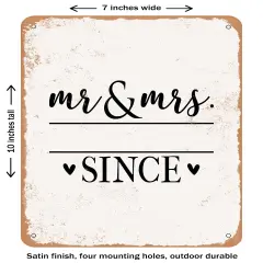 DECORATIVE METAL SIGN - Mr. and Mrs. Since - Vintage Rusty Look