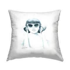 Stupell Industries Retro Girl in Sunglasses Outdoor Printed Pillow