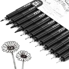 Black Drawing Pens,12 Art Pens Set,Fineliner Ink Pens,Micro-Pens,Manga Markers,For Sketching,Technical Drawing 902195