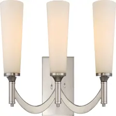 Laguna 3-Light Wall Mounted Vanity & Wall Light Fixture in Brushed Nickel Finish