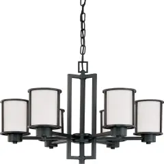 Odeon 6-Light Hanging Mounted Chandelier Light Fixture in Aged Bronze Finish