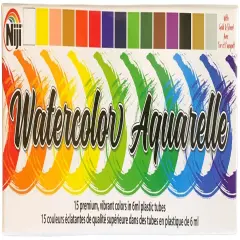 Niji Aquarelle Watercolor Set 15/Pkg-Assorted Colors