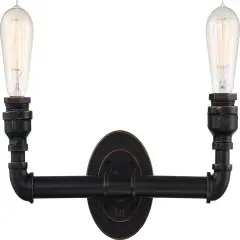 Iron 2-Light Vanity & Wall Light Fixture in Industrial Bronze Finish 2700K